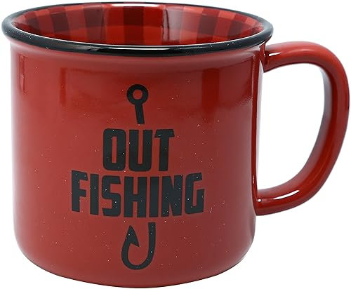 Pavilion – Out Fishing – Tazza da caffè da 510,3 g, per esterni, campeggio, fiume, stagno, lago, uomo e donna, idea regalo