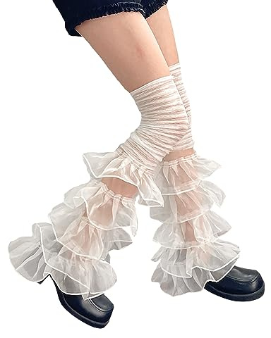Faxianther 1 Paire de Jambières Y2K Couvre-Jambes Patchwork en Dentelle Chaussettes Longues Manche Jambe à la Mode pour Femmes