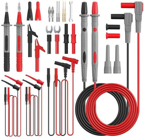 Proster Kit med 24-i-1 testpinnar för multimeter med utbytbara guldpläterade multimetersonder Han- och honanslutningar för provtagning Krokodilklämmor för kabelanslutning