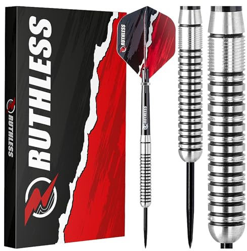 RUTHLESS Ranger I Professional Jeu de fléchettes à pointe en acier tungstène 22 g et 24 g, avec ailettes et tiges (24 g)