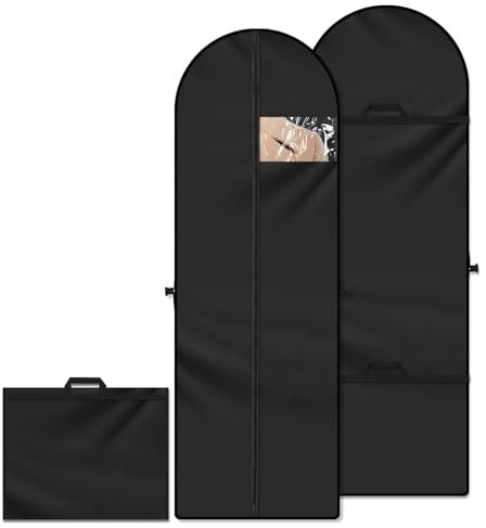 VMUTGA 60x180 cm Lange Kleidersäcke, Faltbare Kleiderhüllen, Anzugtragetasche mit Reißverschluss und Griffen, Atmungsaktiver Mottensicher Kleidersack Schutztaschen für Brautkleider Abendkleider Anzüge