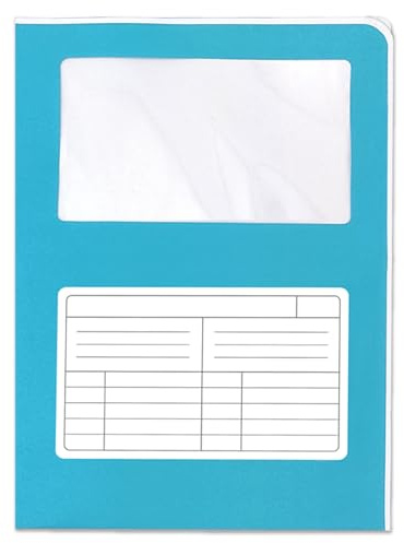 Blasetti Porte-documents avec fenêtre - SINTEX CROMO BLEU CLAIR classeur de documents pour bureau, format A4, lot de 50 pièces, papier usomain 120 g, ouvert sur deux côtés