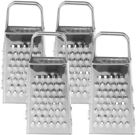 Grattugia 4 Lati in Acciaio Inox Mini Multifunzionale Per Formaggio E Verdure 4 Pezzi Compatto E Facile Da Usare Per Cucina Casalinga Argento 3.15X1.46 Pollici