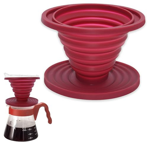 1PCS Coffee Dripper Portable Camping Coffee Maker Collapsible Coffee Filter Cone Reusable Silicone Pour Over Coffee Maker Pour Over Coffee Dripper for Backpacking Camping Office Home