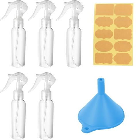 5 Pz Flacone Spray Vuoto, 100 ml Spruzzino Nebulizzatore Acqua, Bottiglie Spray da Viaggio Vuoto Plastica, Piccoli Flaconi Sprays Atomizzatore Vuoti per Pulizia Piante Giardinaggio Cosmetici