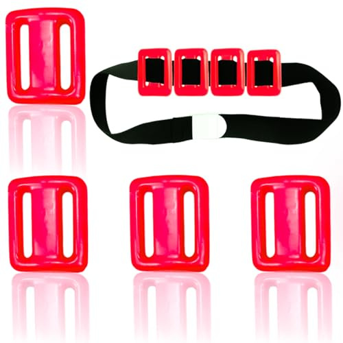 Sunmuliiiy 4Pcs 1.1lb Dive Weights Belt Red Coated Diving Weight Block for Scuba Diving Coated Dive Weights Nylon Dive Belt with 1 Metal Quick Release Buckle for Free Diving Underwater Operations