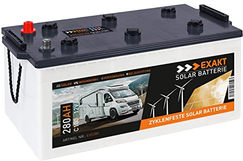 EXAKT Solarbatterie 280Ah 12V Wohnmobil Antrieb Versorgung Boot Mover Photovoltaik Windkraft Batterie (280AH)