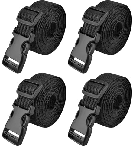 TRIWONDER Cinghie di Fissaggio per Valigie con Sgancio Rapido, Cinture di Sicurezza Regolabili per Bagagli Valigie Pacchi per Viaggi e Trasporto (#01 Nero (Larghezza 25mm), 3 m)