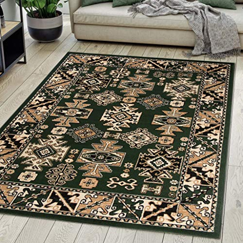 Carpeto Rugs Teppich Orientalisch Grün Klassisch Muster Kurzflor Öko-Tex Wohnzimmer 200 x 300 cm