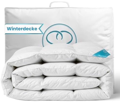 Sandaro Home Warme Winterdecke 200x220 als Schlafdecke | Daunendecke 200x220 Winter | Flauschige Duvet | RDS Zertifiziert für Tierwohl, Allergiker | Steppdecke aus Reiner Baumwolle | 1800g 100% Natur
