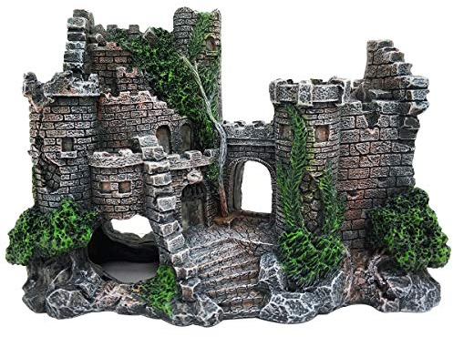 MEIZI Decorazioni Acquario 21X15X9CM Decorazione per Acquario Tartaruga per Pesci Vasca Acquario, Arredamento Acquario Arredi per Acquario (Castello di Pietra)