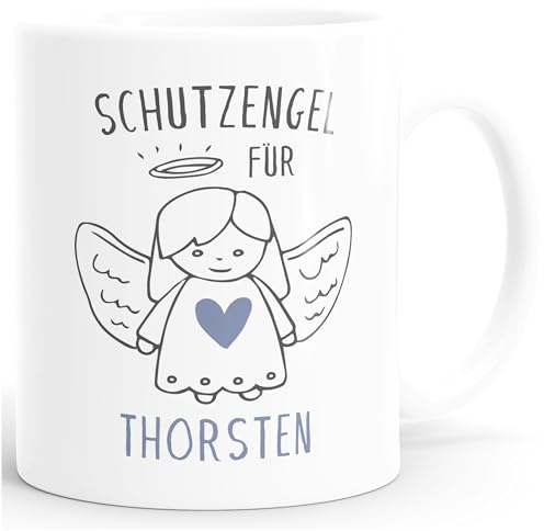 SpecialMe personalisierte Kaffeetasse Schutzengel mit Name Namenstasse personalisierte Geschenke Glückstasse Weiss Keramik-Tasse