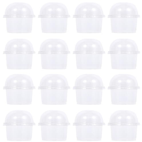 Angoily 50 Stück transparente Kunststoffbecher, 250 ml, Dessert-Schaumstoffbecher, Eisbecher, Snackbecher, Tiramisusus, Obstbecher mit Deckel