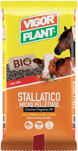 VIGORPLANT Stallatico Pellettato Umidificato Ammendante Ricco di Azoto e Potassio consentito in agrcoltura Biologica - 5 kg Circa