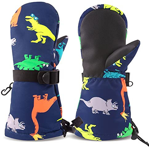 SEYUFN Winterhandschuhe für Kinder, Handschuhe, atmungsaktiv, warm, für Outdoor-Skifahren, für Babys, Jungen und Mädchen, von 2 bis 6 Jahren (Bunte Dinosaurier., 2-4 Jahre)