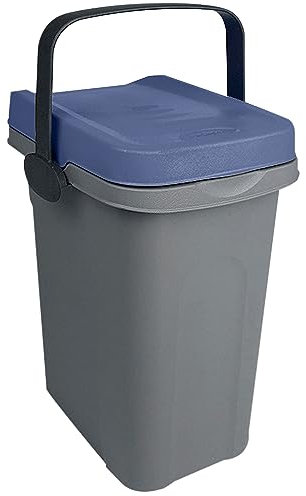 #11 Abfalleimer 7 Liter Blau 19x23x30,5cm - mit Gummidichtung im Deckel mit dem Henkel verschließbar - Geruchstdichter Mülleimer Biomüll Windeleimer Wickeleimer Hygieneeimer Katzeneimer Küche Kompost