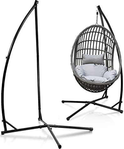 Ansobea Hängestuhlgestell 150 kg, Metall Hängesessel Gestell, Hängesitzständer mit Stabiler Struktur, Hängemattengestell für Hängesitz Halterung, 215cm Stahlrohr Ständer für drinnen und draußen