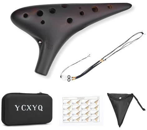 YCXYQ Soprano G key - Ocarina Professional Master Tuning 12-Hole Ceramic Piccolo Smoked Craft Firing Comes with Fingering Chart Neck Lanyard and Storage Box