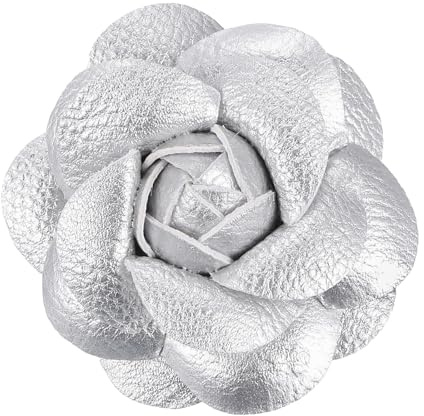 PATIKIL Pince à Cheveux Florale Artificielle, Broche à Fleur en Cuir Épingle Clip à Cheveux Decoration Chapeau pour Mariage Fête Danse Banquet Accessoires Charme Robe, Argenté
