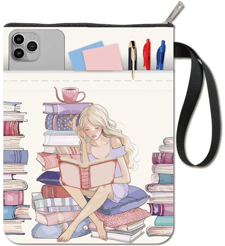 craspire Pochette de Livre pour Lecteurs Modèles de Livres Couvertures de Livres Protection de Livre pour Livres Brochés Couverture de Livre en Tissu Lavable avec Fermeture Éclair et Poche