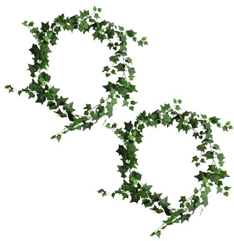 2 Pièces 1,8 M De Lierre Artificiel, Couronne De Lierre, Lierre Artificiel, Vignes De Lierre Décoratives, Lierre Artistique, Lierre Foncé