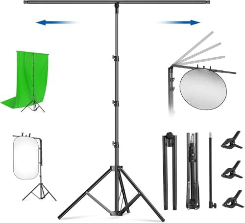 soonpho Support de fond en forme de T - 1,80 x 1,40 m - Pour studio photo, portrait, photographie de produits