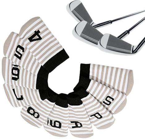 Golfklubba-överdrag set – förare huvudbonad, 10 stycken golfklubbshuvudskydd | fairway – överdrag, stickade golfhuvudbonader i strumpform för järn, klubbskydd med nummerskylt
