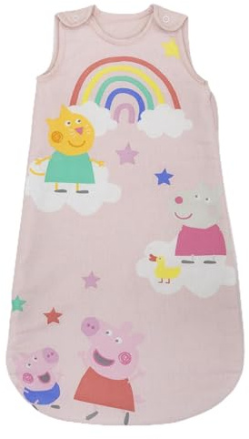 Character World Officiell Peppa Pig Baby sovsäck 0-6 månader 100% bomull 2,5 TOG flickor småbarn rosa bärbar sovsäck, flerfärgad, en storlek