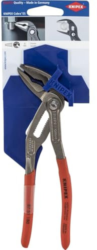 KNIPEX Cobra ES Tenaza de agarre pico loro extra esbelta con cartulinas autoservicio Mangos plasticos por inmersión, 87 51 180 SB