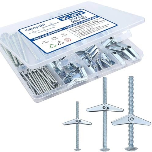 30 Sets Toggle Bolts for Drywall, Heavy Duty Metal Drywall Anchors Kit – 1/4, 3/16, 1/8 Butterfly Anchors and Screws for Hollow Wall, Sheetrock, Ceiling Mounting