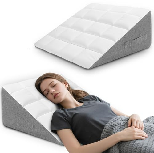 HOMCA Almohada de Cuña para Sofá y Cama, Cojín de Lectura, Cojín Inclinado para Apnea del Sueño, Reflujo ácido, Elevación de Las Piernas