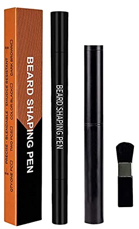 Fhtdhm Lápiz Rellenador de Barba, Acabado Efectivo para Barba, Kit de Lápiz Rellenador de Barba, Lápiz de Estilismo para Barberos, Negro