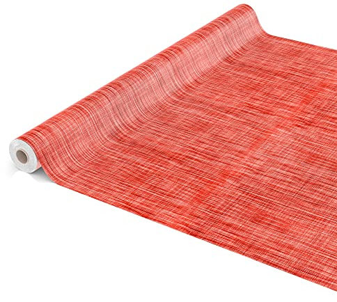 Tischdecke abwaschbar Wachstuch Wachstuchtischdecke 1000 x 140cm Schnittkante Leinen Textil Optik Rot Gartentischdecke Wachstuch