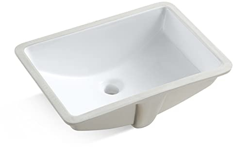 MEJE #202G-1_21.5Inch Nave Lavello Rettangolo Sottopiano Bagno Lavabo Vanity Ceramica Bianco Puro