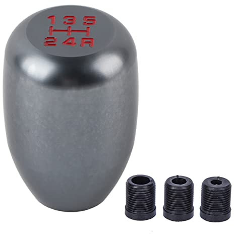 Universal-Schaltknaufkopf, 5 Geschwindigkeiten, Metall, manuelle Schaltung, Auto-Schaltknauf, Kopfschalthebel, mehrfarbig, optionale Fahrzeugteile, Ersatz mit 3 Adaptern 8/10/12 mm (Titanfarbe)