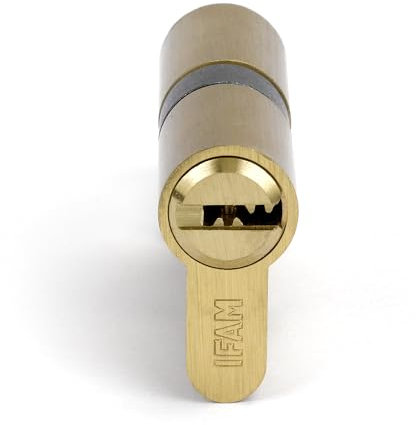 IFAM Cilindro Start STR3030L, Cerradura Seguridad Cilíndrica Acabado en Latón, 30x30mm, Incluye 5 Llaves de Seguridad de Acero Niquelado, Cilindro Perfil Europeo, Cerradura Puertas Interior y Exterior