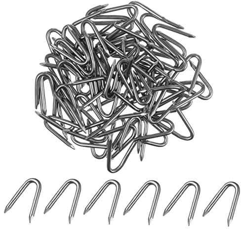 POPETPOP Lot de 50 Clous en U Métalliques pour Clôtures Clous de Fixation en pour Treillis de Jardin Résistants et Faciles à Installer Piquets de Clôture en Solide