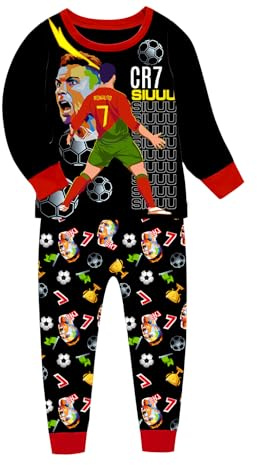 TONGQUD Pigiama per ragazzi Ronaldo No.7 Fan Cotone Homewear Pigiama Set Manica Lunga Casual Pjs Set, Rosso, 6-7 Years