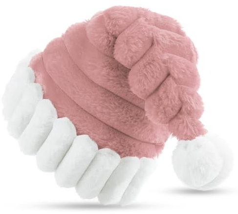 CITÉTOILE Cappello di Natale unisex a doppio strato, cappello di Natale adulto, cappello di Babbo Natale festa, lussuosa decorazione della testa di Natale, Rosa