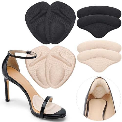 Cojines de bola de pie, almohadillas metatarsianas para mujer, almohadillas de talón para aliviar el dolor de talón, ampollas, fricción, inserciones antideslizantes para zapatos sueltos, rellenos de