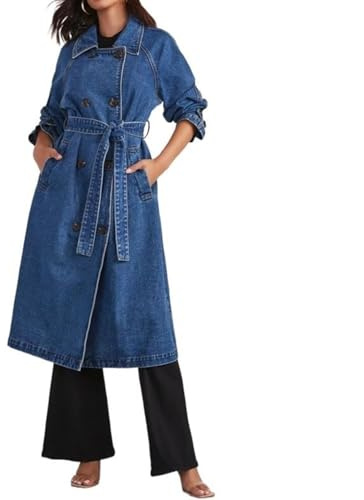Sawmew Jeansjackor damjacka kappa lång jeansjacka övergångsjacka ytterkläder trenchcoat vår höst kvinna jackor oversize boyfriend jacka jeans jeansjacka