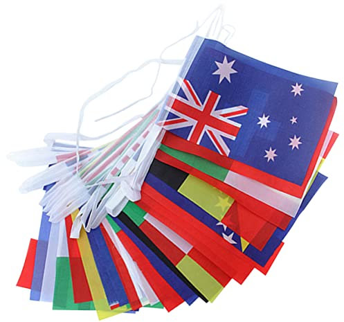 HOMOCONO 1satz Fußball-Weltmeisterschaft Länderflaggen Wimpelkette Lange Deko-flaggen Für Sportevents Partys Feste Und Bars Internationale Fahnen Girlande Für Fußballfans