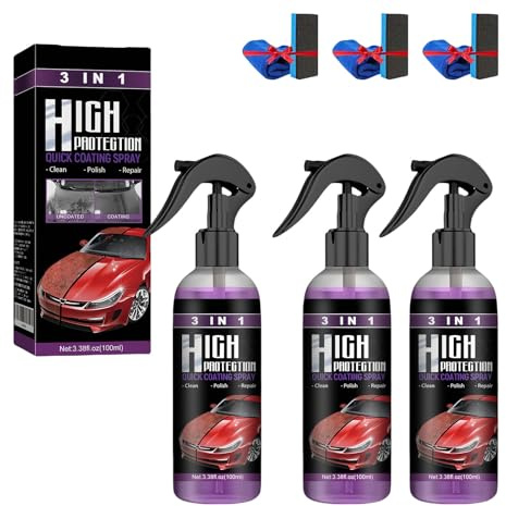 Turbo Shine Nexa 3 in 1 High Protection Spray for Cars – Scratch & Swirl Remover, Nano Shine Coating, Waterless Polish for Most Car Paint Types (3PCS)