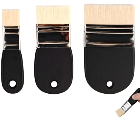 3 stycken platta borstar akryl, penselbrett, akvarellpensel set med trähandtag, 3 storlekar konstnärspensel, padelpensel, ytborste, målarverktygstillbehör, för akvarell gouache akrylolja på