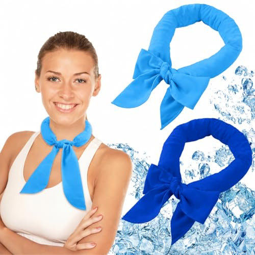 YEAMLTE Écharpe Rafraîchissante 2 Pièces, Bandana Rafraîchissant Foulard de Refroidissement pour Cou, Écharpe Refroidissante Été pour Activités Extérieures, pour Hommes Femmes et Animaux (Bleu)