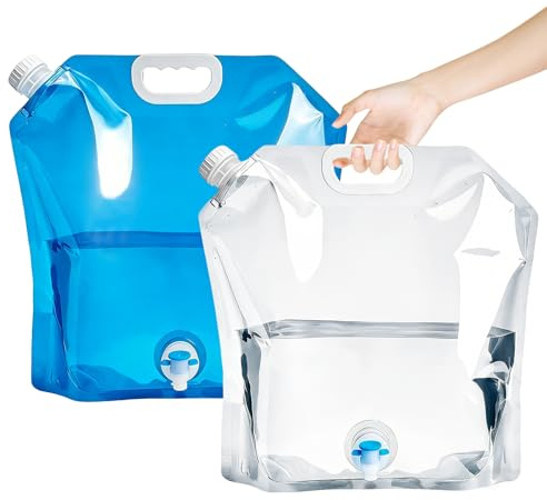 HASAIKA® Sac d'eau Pliable Eau 10L, Bidon à Eau Pliable avec Robinet, étanche et sans BPA, Paquet de 2 pour Le Camping, Le Voyage, l'urgence