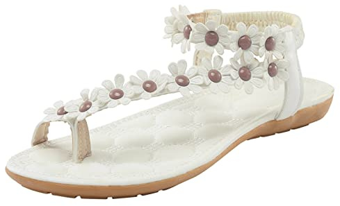 Sandali infradito piatti da donna da spiaggia Falt Comfort Primavera Floreale Trendy Boho Fashion 2026 Sandali estivi Toe Loop Matrimonio Un dito Gladiatore Ladies Toe Ring Dressy Sandali piatti Y2K