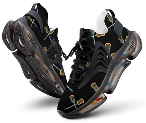 Lacrosse Sticks Crossed Men's Running Shoes Walking Sneakers | Fashion Sneakers for Men Breathable Athletic Running Workout Shoes
