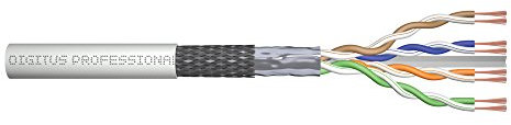 DIGITUS Roh-Patchkabel Cat-6 - Meterware Unkonfektioniert - 100 m - SF-UTP Netzwerk-Kabel - LSZH - AWG 26/7 - Grau
