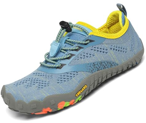 SAGUARO Barfota Skor Barn Trail Sneakers Flickor Andningsaktiva Minimalistiska Sneakers för Utomhus Inomhus, 24–36 EU, Turkos, 26 EU
